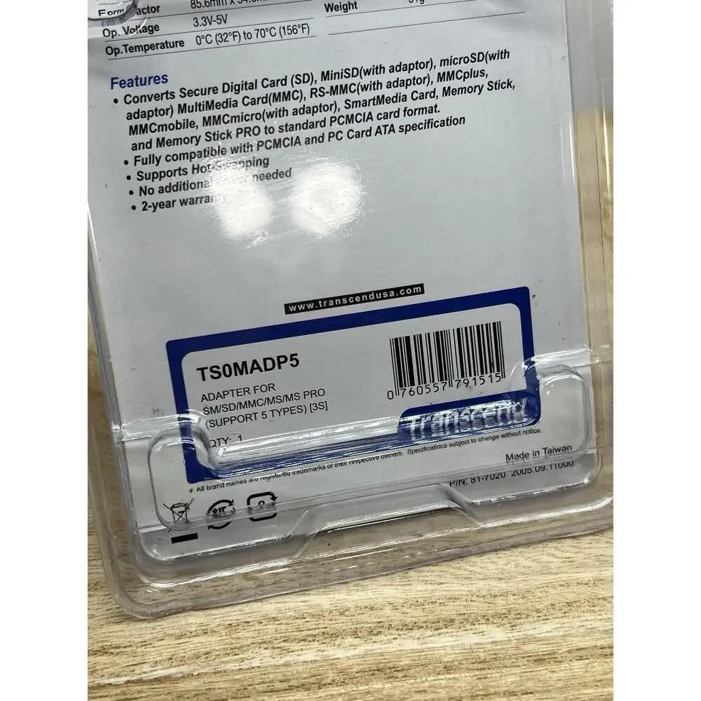 NEW Transcend 5 in 1 Adapter TS0MADP5 Compact Flash Adapter For SM SD MMC MS PRO